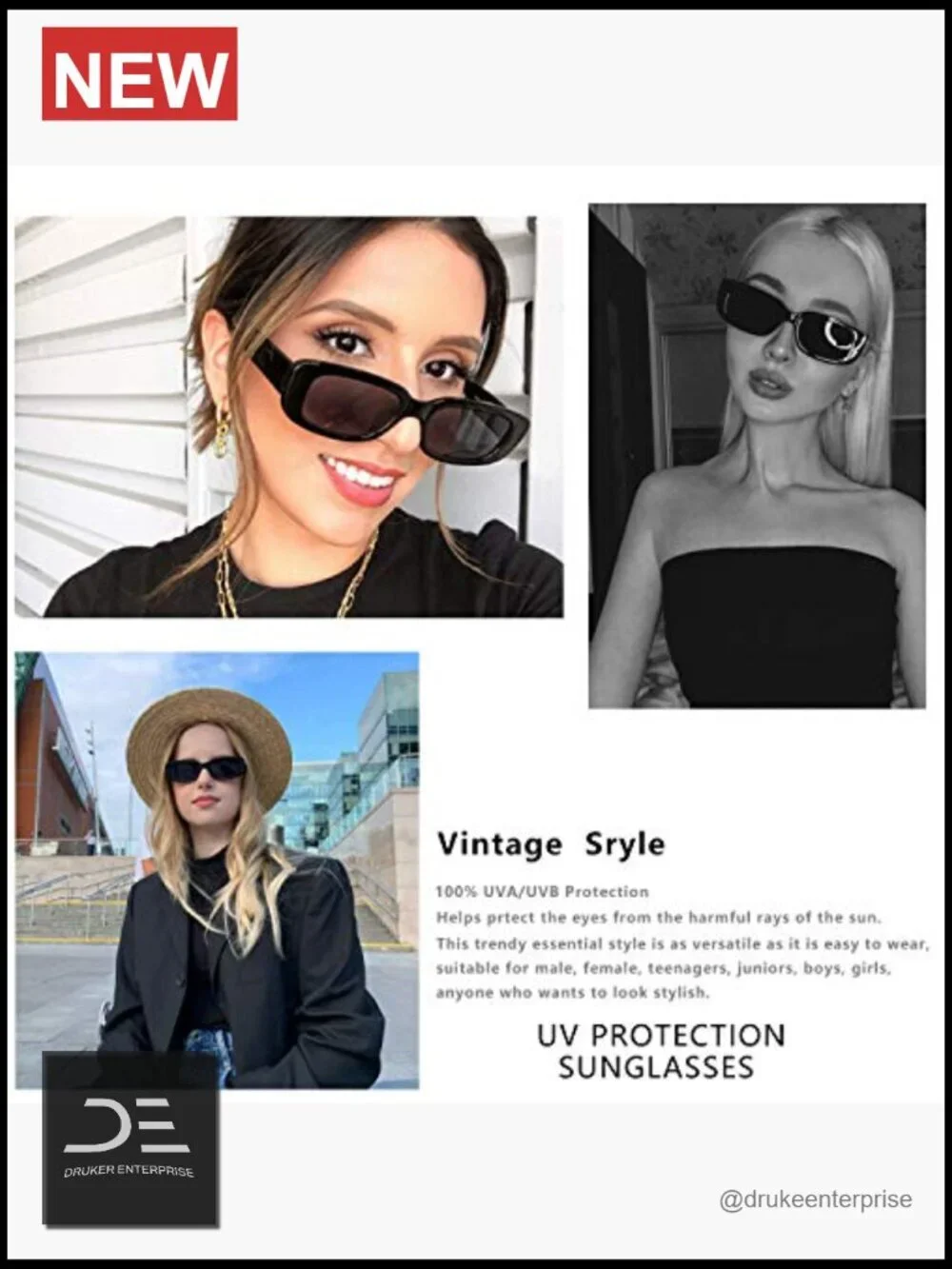 Retro Square Sunglasses UV Protection Unisex Small Frame